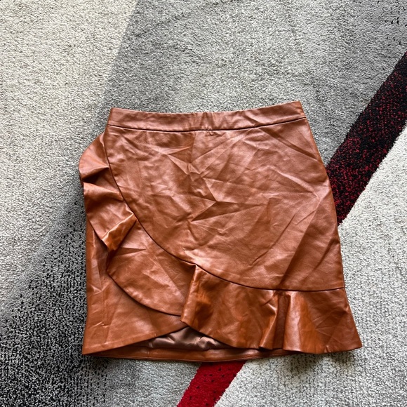 Majorelle Poseidon Faux Wrap Faux Leather Mini Skirt - Picture 3 of 5